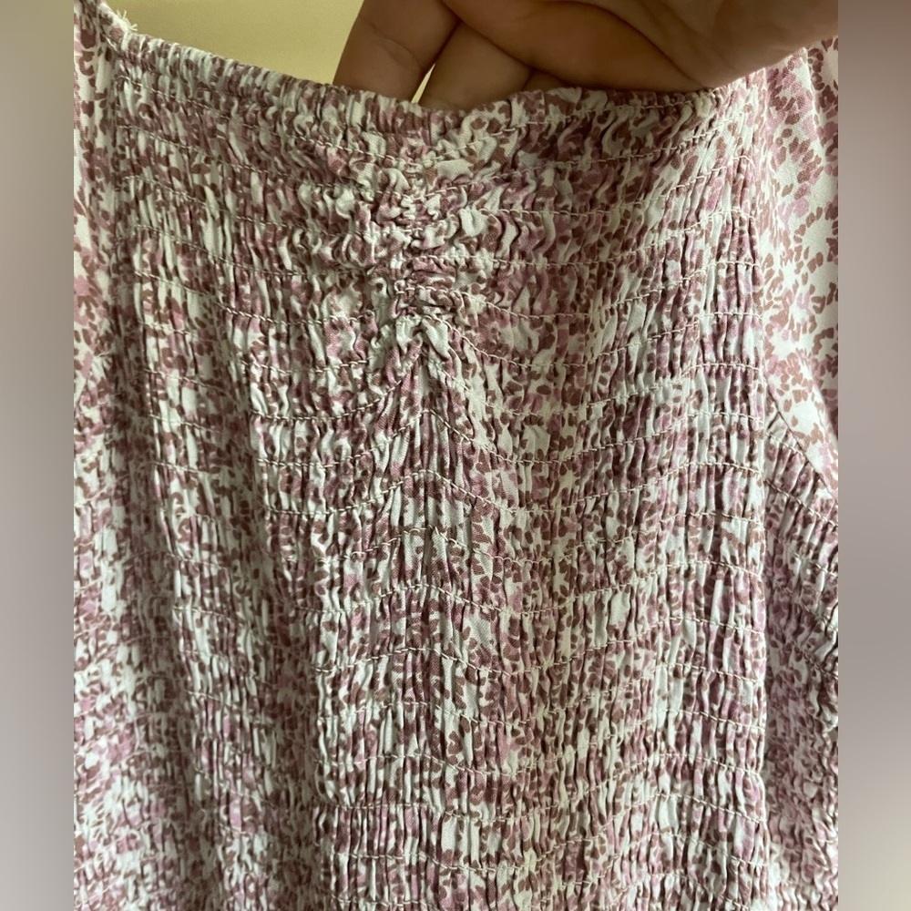 Japna smocked body puff sleeve dress ditsy floral size L 100% Rayon - Picture 2 of 8